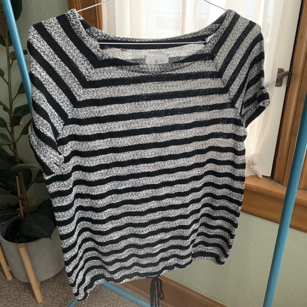 Lou & Grey black & grey terry striped top size L